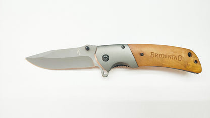 NDR Knives Browning Metal ve Zeytin Ağacı Saplı Kişiye Özel Çakı