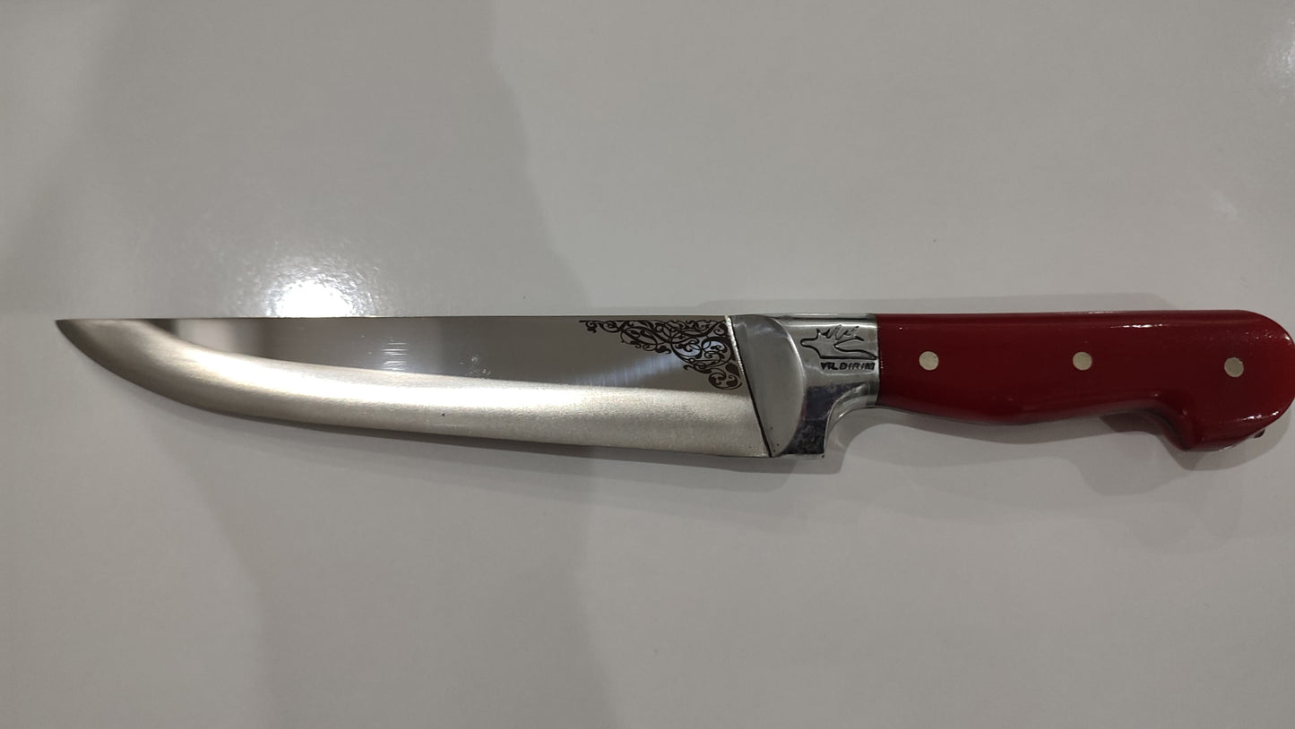 NDR Knives Metzgermesser mit Aluminiumschürze und farbigem Griff – Küchenmesser – Steakmesser (grün, rot, gelb) – personalisiert