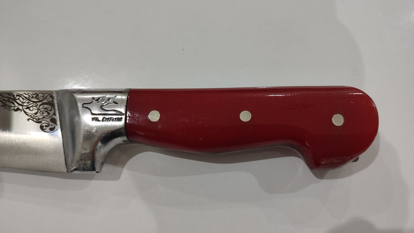 NDR Knives Metzgermesser mit Aluminiumschürze und farbigem Griff – Küchenmesser – Steakmesser (grün, rot, gelb) – personalisiert