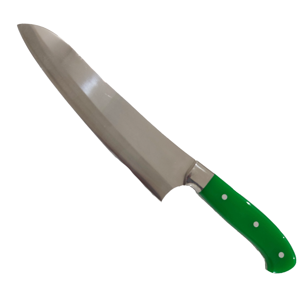 NDR Knives - Yeşil/Kırmızı Pleksi Saplı Şef Bıçağı - Mutfak Bıçağı - 31 cm